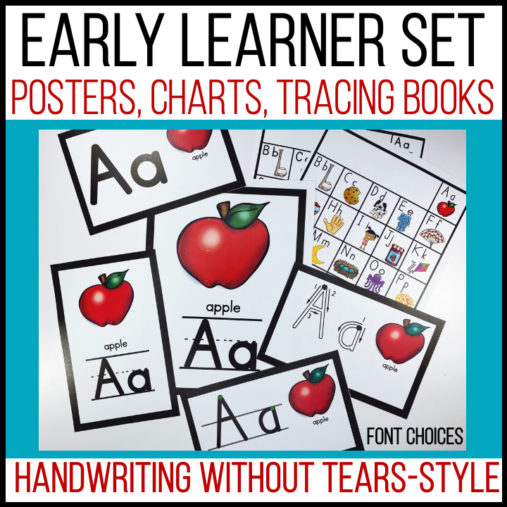 Early Learners Set - Handwriting Without Tears-STYLE FONT Posters, Tracing  Cards and Charts - Differentiated Kindergarten